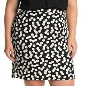 Nordstrom Leota Plus Size 2X Black White Polka Dot Pull-on Pencil Skirt Packable